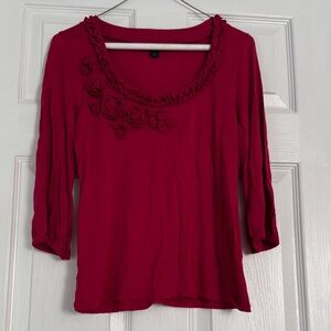 BODEN- Pink Blouse with Floral Accents